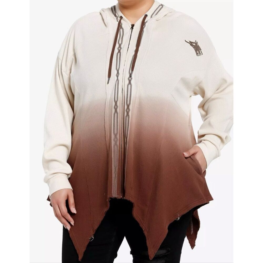Rebel Moon Kora Shark Bite Thermal Hoodie Plus Size 2 Nwt